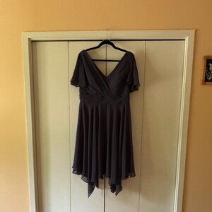 JJs House  A-Line V-Neck Asymmetrical Chiffon Cocktail Dress  (colour - stormy)